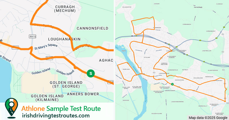 Athlone driving test route map