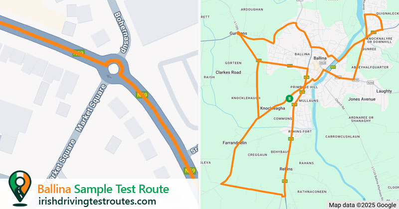 Ballina driving test route map