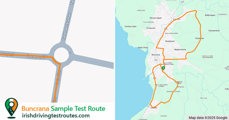 Buncrana driving test route map
