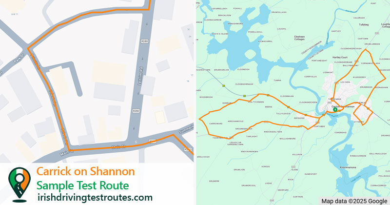Carrick on Shannon driving test route map