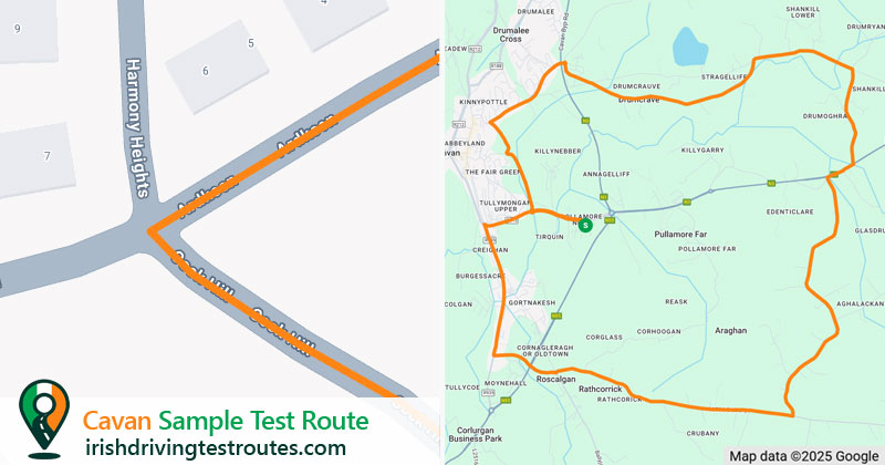 Cavan driving test route map