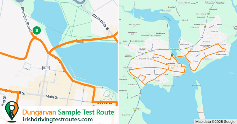 Dungarvan driving test route map