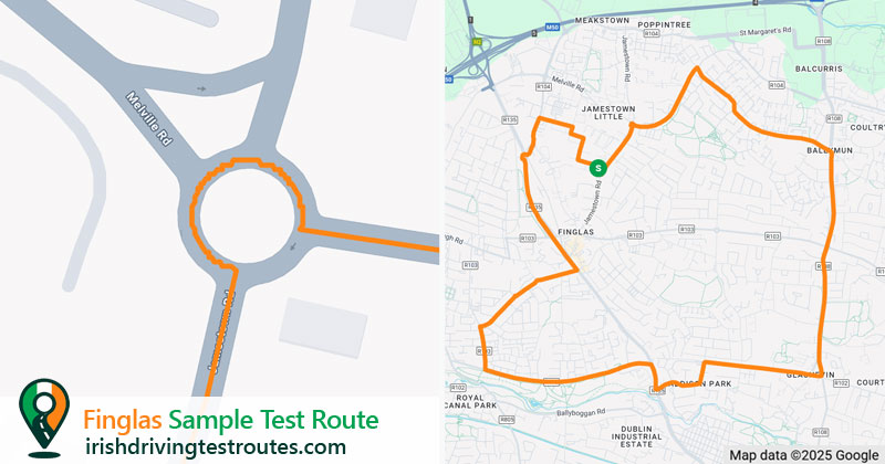 Finglas driving test route map