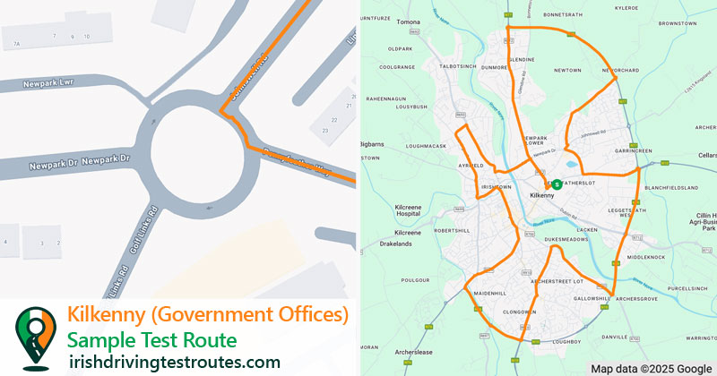 Kilkenny (Government Offices) driving test route map
