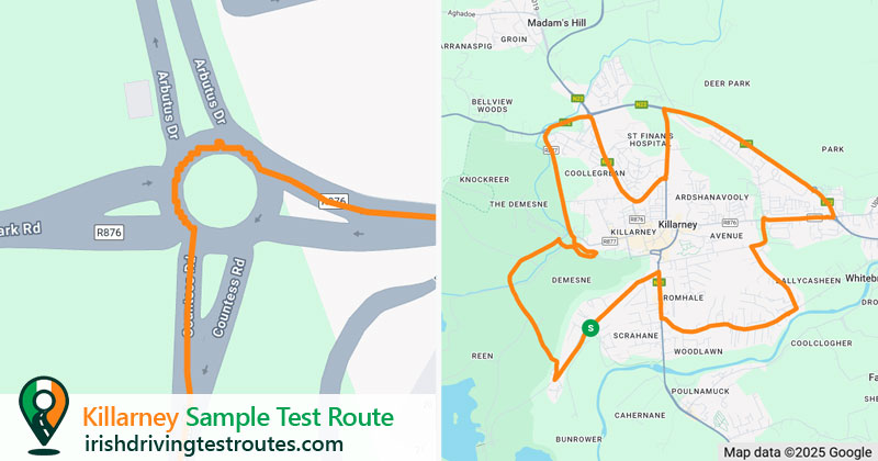 Killarney driving test route map
