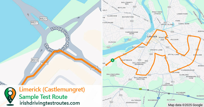 Limerick (Castlemungret) driving test route map