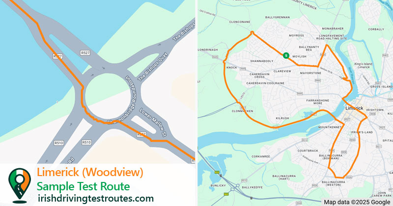Limerick (Woodview) driving test route map