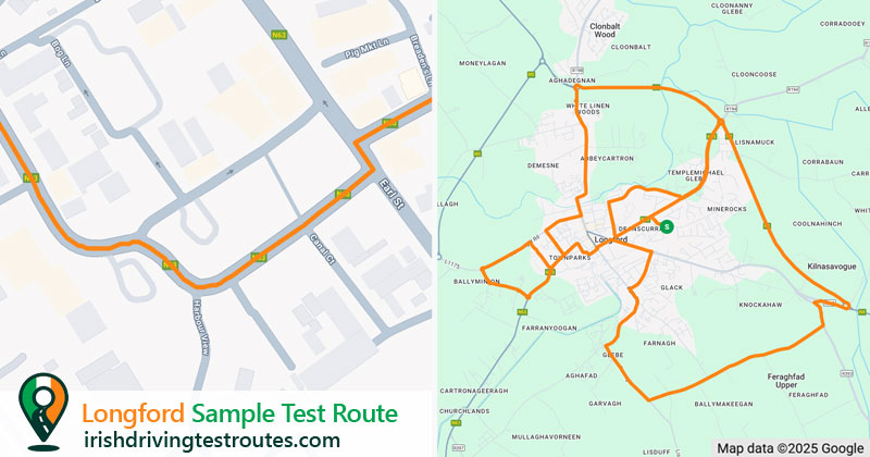 Longford driving test route map