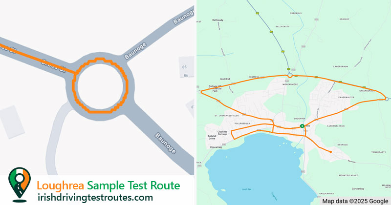 Loughrea driving test route map