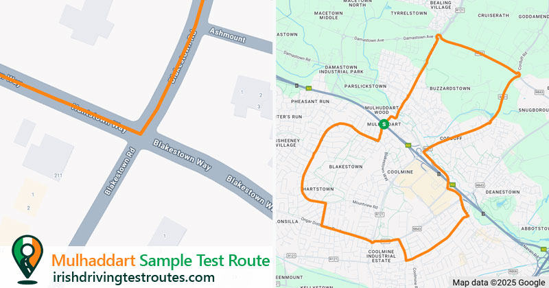 Mulhaddart (Maple House) driving test route map