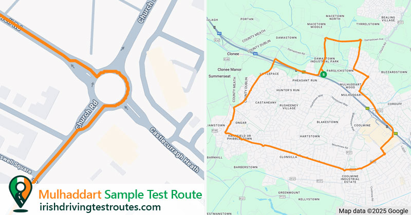 Mulhuddart driving test route map
