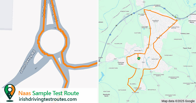 Naas driving test route map