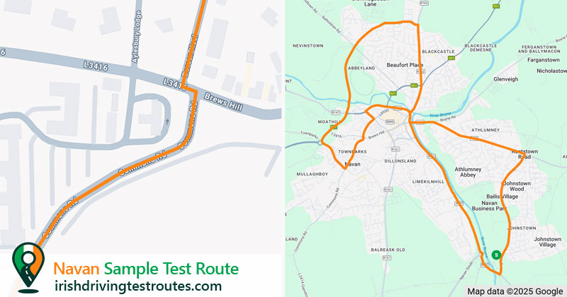 Navan driving test route map