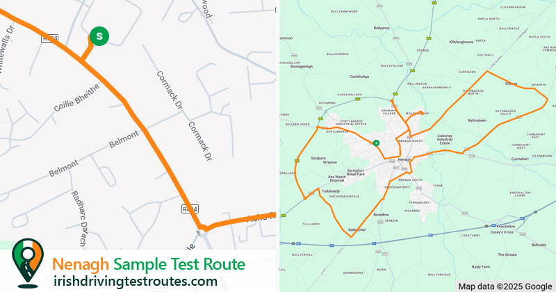 Nenagh driving test route map