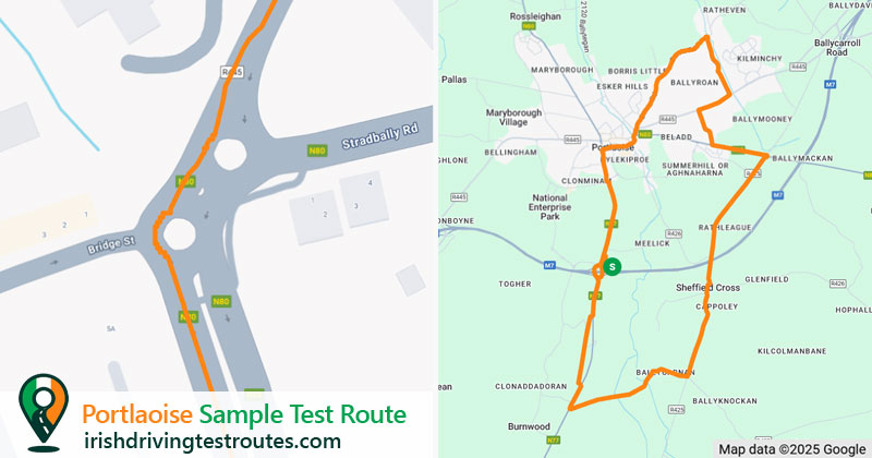Portlaoise driving test route map