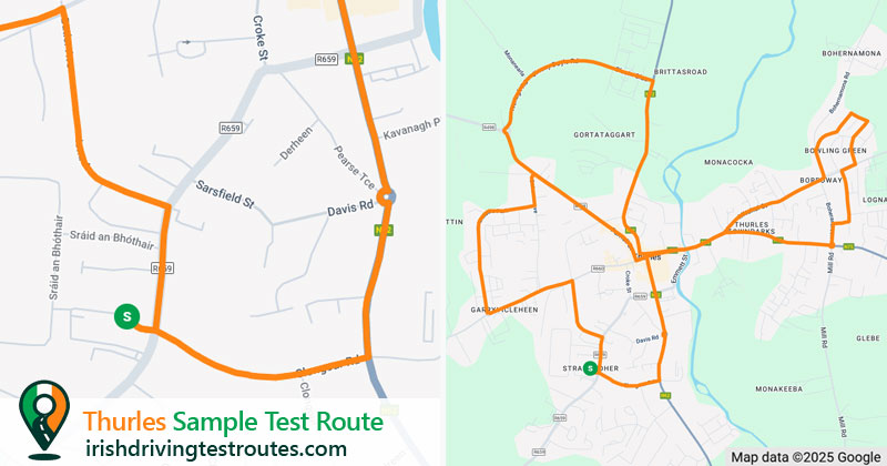 Thurles driving test route map