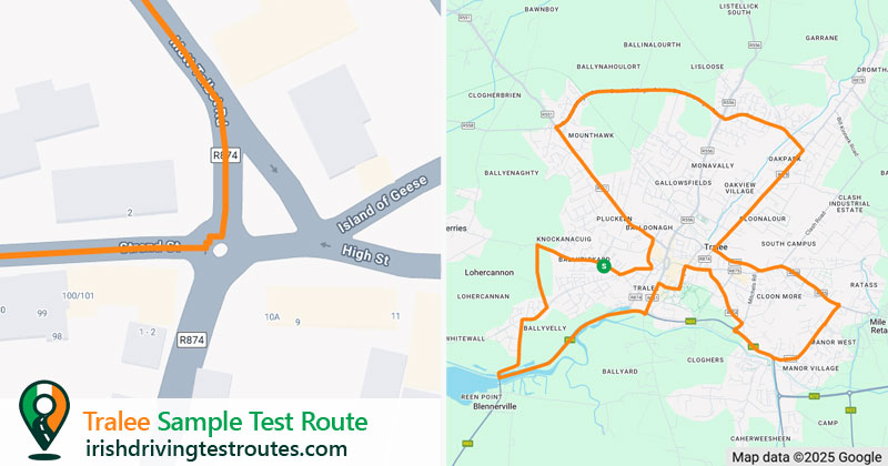 Tralee driving test route map