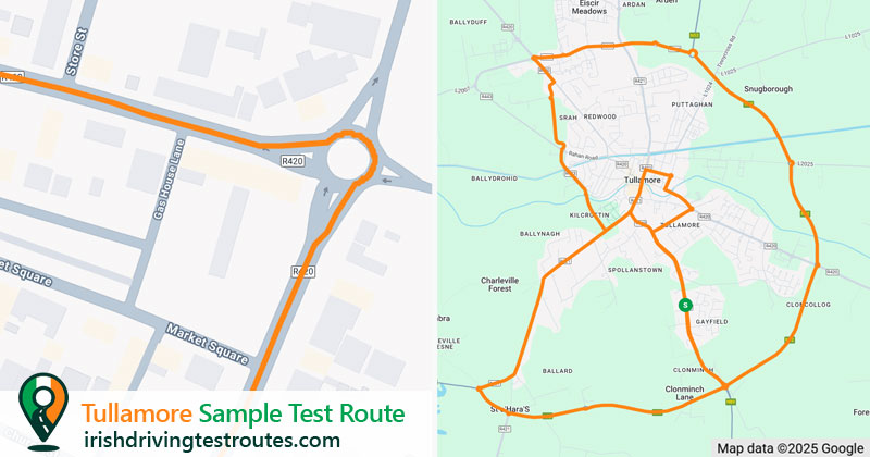 Tullamore driving test route map