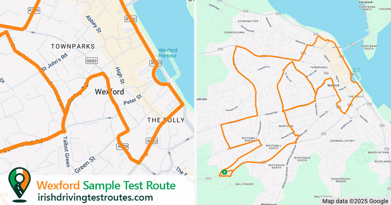 Wexford driving test route map